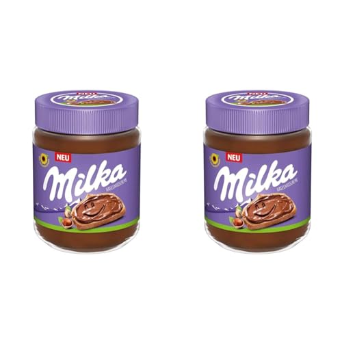 Milka Haselnusscreme 1 x 600g I Süßer Brotaufstrich I Schokoladen Creme mit Nuss I ohne Palmöl I Einzelpackung (Packung mit 2) von Milka