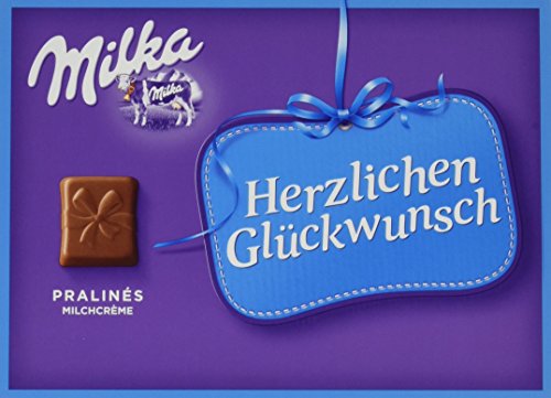 Milka Herzlichen Glückwunsch Milchcrème - Geschenkverpackung mit Pralinen aus Alpenmilch Schokolade - 5 x 110g von Milka