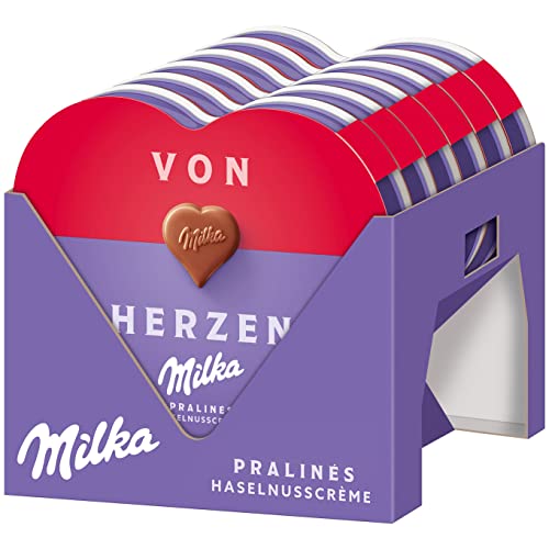 Milka I Love Milka Pralinen 12 x 44g, Pralinen aus Nuss-Nougat-Crème umhüllt von Alpenmilch Schokolade von Milka