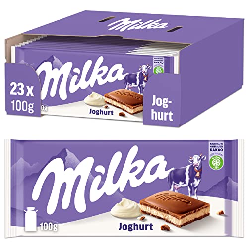 Milka Joghurt Tafel 23 x 100g, Schokoladentafel mit cremiger Joghurt-Füllung, Noch schokoladiger Milka Joghurt Tafel 23 x 100g, Schokoladentafel mit cremiger Joghurt-Füllung, Noch schokoladiger von Milka