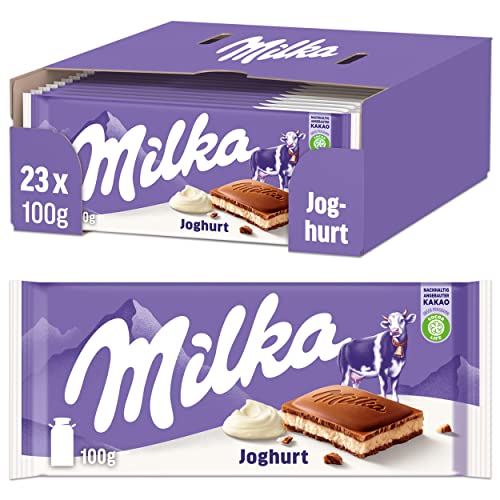 Milka Joghurt Tafel 23 x 100g, Schokoladentafel mit cremiger Joghurt-Füllung, Noch schokoladiger von Milka