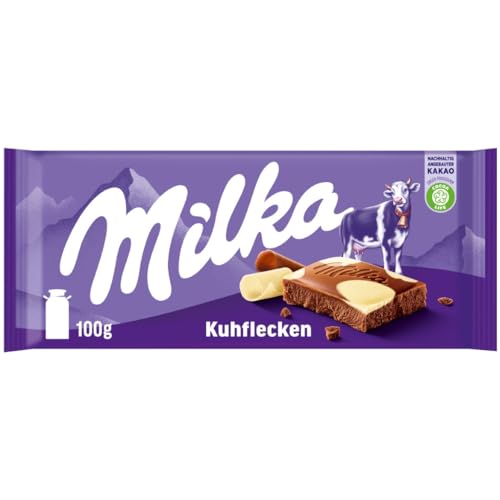 Milka Kuhflecken 1 x 100g I Alpenmilch-Schokolade I mit Flecken aus weißer Schokolade I Milka Schokolade aus 100% Alpenmilch I Tafelschokolade von Milka