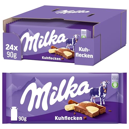 Milka Kuhflecken Schokolade, Zartschmelzende Tafelschokolade, Alpenmilch mit weißer Schokolade, 24 x 90g Milka Kuhflecken Schokolade, Zartschmelzende Tafelschokolade, Alpenmilch mit weißer Schokolade, 24 x 90g von Milka