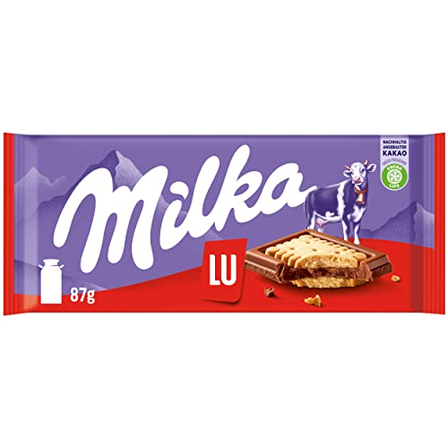 Milka LU Kekse 1 x 87g I Alpenmilch-Schokolade I mit Mini-Keksen I Milka Schokolade aus 100% Alpenmilch I Tafelschokolade von Milka