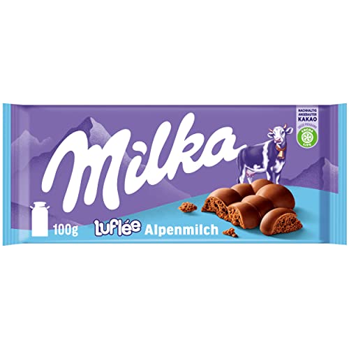 Milka Luflée 1 x 100g I Alpenmilch-Schokolade I Luftschokolade I Milka Schokolade aus 100% Alpenmilch I Tafelschokolade von Milka