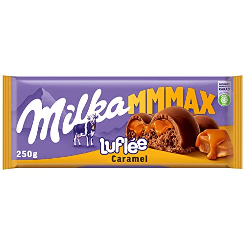 Milka Luflée Caramel 1 x 250g I Großtafel I Alpenmilch-Schokolade I Luftschokolade mit Karamell I Milka Schokolade aus 100% Alpenmilch I Tafelschokolade Milka Luflée Caramel 1 x 250g I Großtafel I Alpenmilch-Schokolade I Luftschokolade mit Karamell I Milka Schokolade aus 100% Alpenmilch I Tafelschokolade von Milka