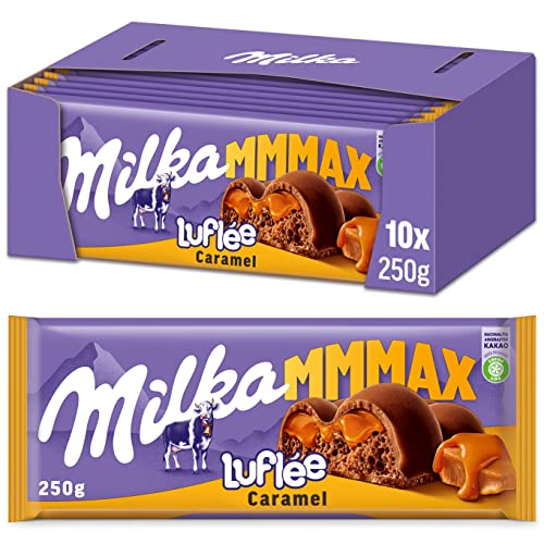 Milka Luflée Caramel Großtafel 10 x 250g, Zartschmelzende Schokoladentafel mit flüssigem Kern und luftiger Alpenmilch Milka Luflée Caramel Großtafel 10 x 250g, Zartschmelzende Schokoladentafel mit flüssigem Kern und luftiger Alpenmilch von Milka