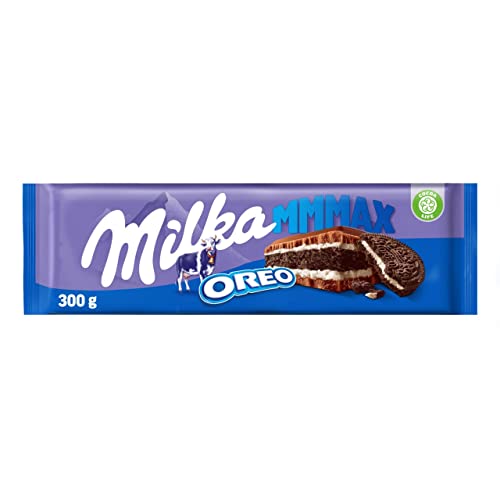 Milka Mmmax mit OREO Schokoriegel, Alpenmilchschokolade mit Kakaokeksstücken und Milchcremefüllung, 300g Milka Mmmax mit OREO Schokoriegel, Alpenmilchschokolade mit Kakaokeksstücken und Milchcremefüllung, 300g von Milka