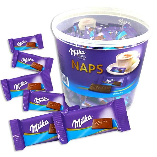 Milka Naps - 207 leckere Milka-Alpenmilch Schokoladen-Tafeln in der 1 kg Box, süße Mitgebsel von Milka