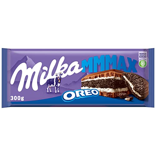Milka OREO 1 x 300g I Großtafel I Alpenmilch-Schokolade I mit Milchcréme-Füllung und OREO Keks I Milka Schokolade aus 100% Alpenmilch I Tafelschokolade von Milka