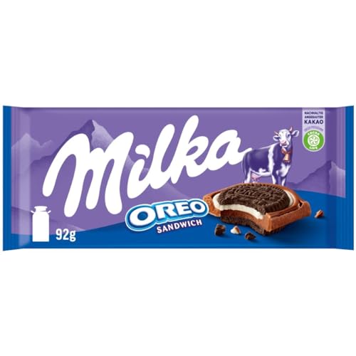 Milka OREO Sandwich 1 x 92g I Alpenmilch-Schokolade I mit OREO Keksen I Milka Schokolade aus 100% Alpenmilch I Tafelschokolade Milka OREO Sandwich 1 x 92g I Alpenmilch-Schokolade I mit OREO Keksen I Milka Schokolade aus 100% Alpenmilch I Tafelschokolade von Milka