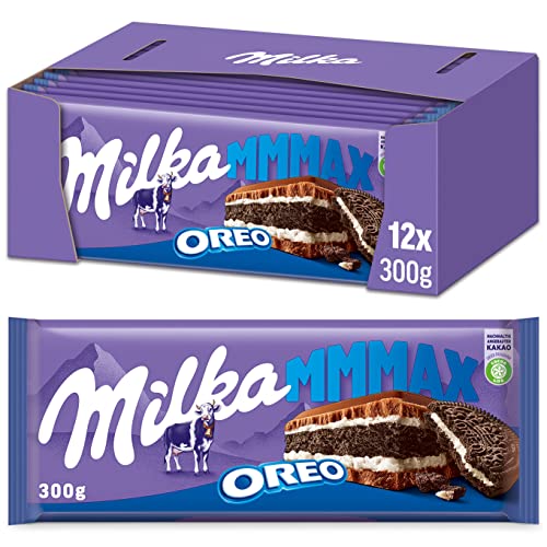 Milka OREO Schokoladentafel 12 x 300g Großtafel, Zarte Milka Alpenmilch Schokolade mit knusprigem OREO Keks von Milka