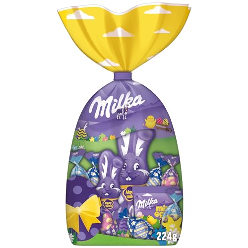 Milka Ostermischung 1 x 224g I Oster Schokolade Mix-Beutel I Ostergeschenk Schokolade I Süßigkeiten zu Ostern aus 100% Alpenmilch Schokolade I Einzelpackung Milka Ostermischung 1 x 224g I Oster Schokolade Mix-Beutel I Ostergeschenk Schokolade I Süßigkeiten zu Ostern aus 100% Alpenmilch Schokolade I Einzelpackung von Milka