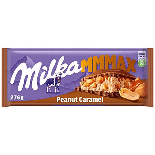Milka Peanut Caramel 1 x 276g I Großtafel I Alpenmilch-Schokolade I mit Karamell, Erdnüssen und Knusper-Reis I Milka Nuss-Schokolade aus 100% Alpenmilch I Tafelschokolade von Milka