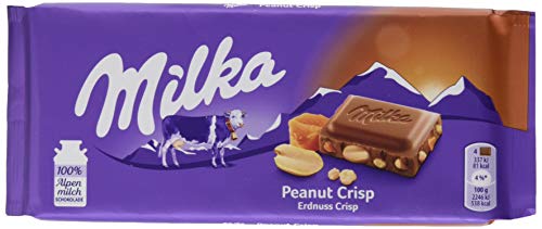Milka Peanut Crisp – Zartschmelzende Schokolade mit Erdnüssen, Karamellstücken und Cornflakes – 24 x 90 g Milka Peanut Crisp – Zartschmelzende Schokolade mit Erdnüssen, Karamellstücken und Cornflakes – 24 x 90 g von Milka
