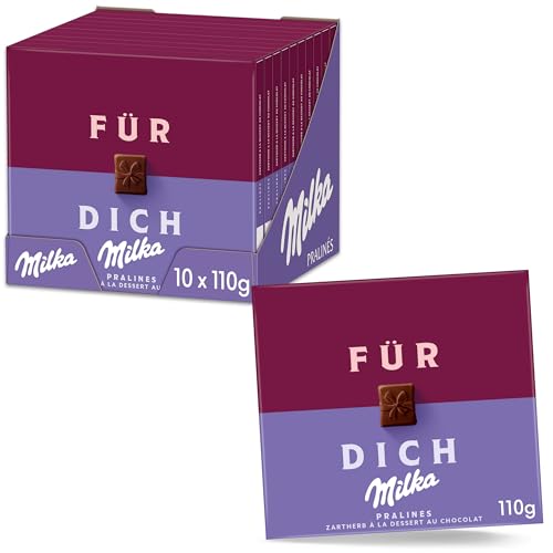 Milka Für Dich 10 x 110g, Pralinen aus zarter Alpenmilch Schokolade gefüllt mit feinster Kakaocrème Milka Für Dich 10 x 110g, Pralinen aus zarter Alpenmilch Schokolade gefüllt mit feinster Kakaocrème von Milka