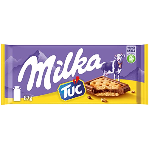 Milka TUC Cracker 1 x 87g I Alpenmilch-Schokolade I mit Mini-Salzcrackern I Milka Schokolade aus 100% Alpenmilch I Tafelschokolade von Milka