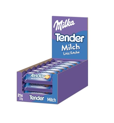 Milka Tender Milch 21 x 37g, Biskuit-Rolle mit Milchcrèmefüllung und Vollmilchschokolade Milka Tender Milch 21 x 37g, Biskuit-Rolle mit Milchcrèmefüllung und Vollmilchschokolade von Milka