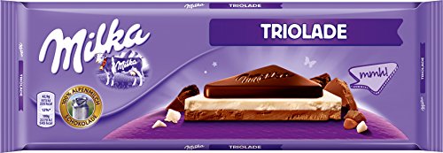 Milka - Triolade Riesentafel Alpenvollmilchschokolade weiße Schokolade Zartbitterschokolade - 300g von Milka