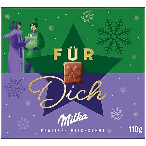 Milka Weihnachtspralinen Milchcréme 1 x 110g I Weihnachtsschokolade Einzelpackung I Weihnachtsgeschenk Schokolade I Süßigkeiten zu Weihnachten aus 100% Alpenmilch Schokolade von Milka
