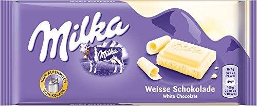 Milka Weiße Schokolade - Zartschmelzende Schokoladentafel mit heller Schokolade, 100g von Milka