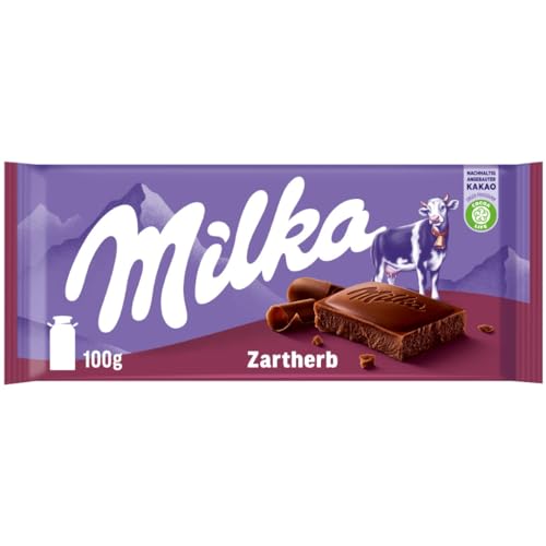 Milka Zartherb 1 x 100g I Alpenmilch-Schokolade I Zartbitter-Schokolade I Milka Schokolade aus 100% Alpenmilch I Tafelschokolade von Milka