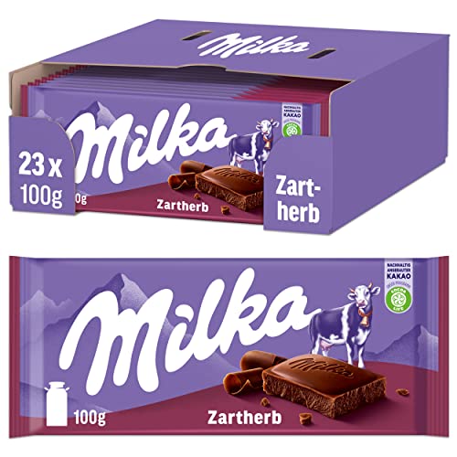 Milka Zartherb 23 x 100g, Zartschmelzende Schokoladentafel mit dunkler Alpenmilch Schokolade Milka Zartherb 23 x 100g, Zartschmelzende Schokoladentafel mit dunkler Alpenmilch Schokolade von Milka