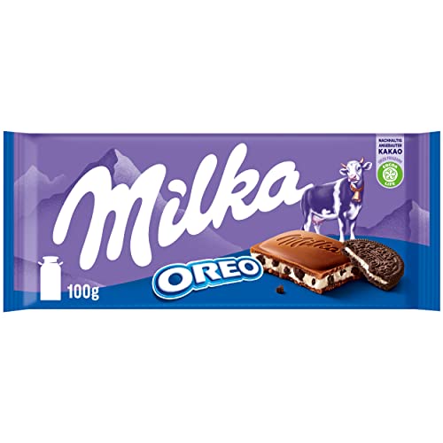 Milka & OREO Schokolade 1 x 100g I Alpenmilch-Schokolade I mit Alpenmilch-Créme-Füllung und OREO Keks-Stückchen I Milka Schokolade aus 100% Alpenmilch I Tafelschokolade von Milka