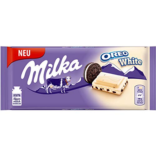 Milka & OREO WHITE Schokoladentafel 11 x 100g, Zarte weisse Milka Alpenmilch Schokolade mit knusprigen original OREO-Keksstückchen von Milka