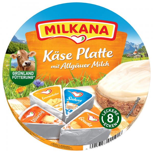 Milkana Schmelzkäse-Ecken Käse Platte 8 leckere Ecken von Milkana