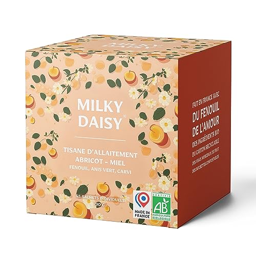 Milky Daisy - Bio-Aprikosen-Honig-Stilltee, Fenchel, Anis, Kümmel, Brennnessel - 45 kompostierbare Teebeutel von Milky Daisy