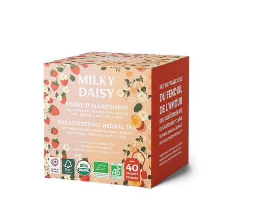 Milky Daisy - Bio-Stilltee-Duo - Erdbeere & Aprikosen-Honig Geschmack mit Fenchel, Anis, Kümmel und Brennnessel - Laktationsstimulierender Aufguss für Mütter - 40 kompostierbare Aufgüsse Milky Daisy - Bio-Stilltee-Duo - Erdbeere & Aprikosen-Honig Geschmack mit Fenchel, Anis, Kümmel und Brennnessel - Laktationsstimulierender Aufguss für Mütter - 40 kompostierbare Aufgüsse von Milky Daisy