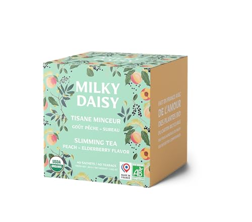 Milky Daisy - Bio-Schlankheitstee - Pfirsich-Holunderblüten-Geschmack - Entwässernd und Schlankmachend - 40 Teebeutel von Milky Daisy