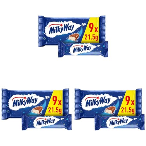 Milky Way Schokoriegel, Schokolade mit Milchcreme, 1 Packung á 9 Riegel (9 x 21,5 g) (Packung mit 3) von Milky Way