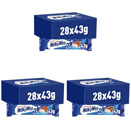 Milky Way Schokoriegel, Schokolade mit Milchcreme, 28 Doppelriegel im Karton (28 x 43g) (Packung mit 3) von Milky Way