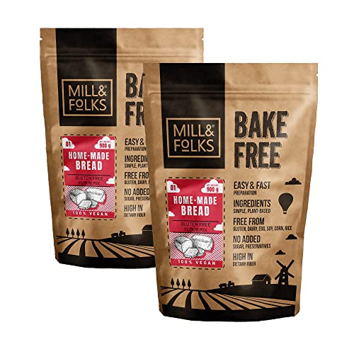 Mill & Folks Backfreie hausgemachte Brotmehlmischung 2 x 900 g | Vegan und glutenfrei von Mill & Folks