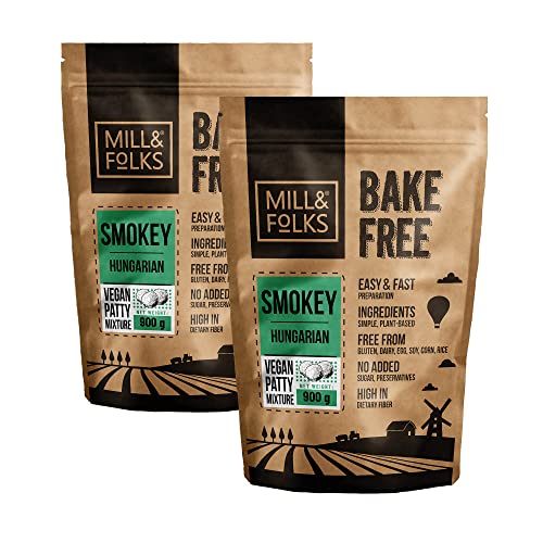 Mill & Folks Bake-Free Smokey Hungarian Patty Mixture (Hirse) 2x900g | Vegan & Glutenfrei von Mill & Folks