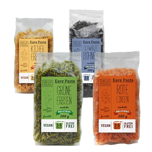 Mill & Folks Easy Pasta Hülsenfrüchte Fusilli Variety Pack 4x200g | Vegan & Gluten-Free Mill & Folks Easy Pasta Hülsenfrüchte Fusilli Variety Pack 4x200g | Vegan & Gluten-Free von Mill & Folks