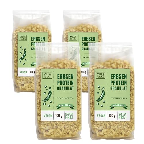 Mill & Folks Erbsenprotein-Granulat 4x100g | Vegan & Gluten-frei von Mill & Folks