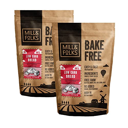 Mill & Folks backfreie kohlenhydratarme Brotmehlmischung 2 x 900 g | Vegan und glutenfrei von Mill & Folks