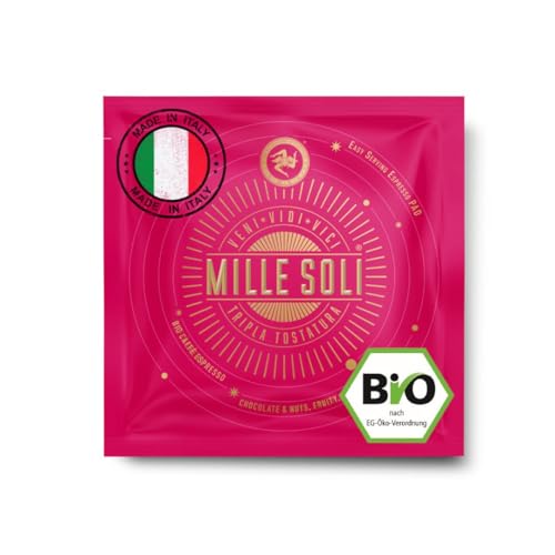 MilleSoli Bio Espresso ESE Pads 50 Stück - Traditionelle Dreifachröstung In Handarbeit - Premium Kaffeepads kompostierbar - E.S.E Pads 50 Stück je 7 g von MilleSoli