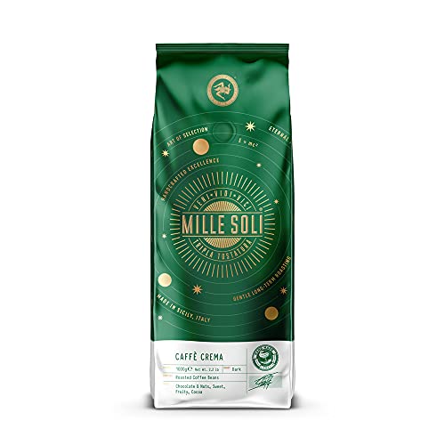 MilleSoli Caffè Crema - Bohnenkaffee 1kg - Traditionelle Dreifachröstung In Handarbeit - Premium Kaffeebohnen mit perfekter Crema, besonders säurearm für Vollautomat und Siebträger von MilleSoli