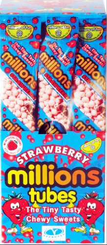 Sweets Strawberry Millions Tubes Box von 12 Sweets Strawberry Millions Tubes Box von 12 von Millions