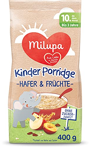 Milupa Kinder-Porridge – Hafer- & Früchtebrei ab dem 10. Monat bis 3 Jahre, Babynahrung, 1x 400 g von Milupa