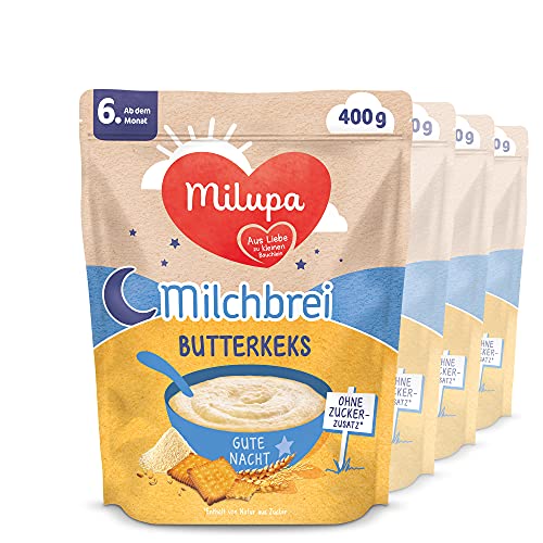 Milupa Milchbrei Butterkeks, Gute Nacht, ohne Zuckerzusatz, 4 x 400g von Milupa