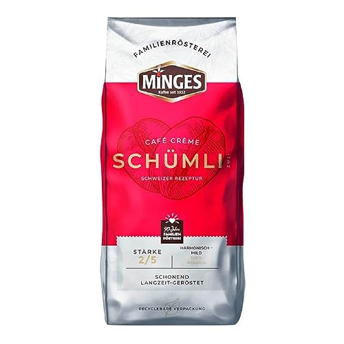 Minges Café Crème Schümli 2, ganze Bohne, Aroma-Softpack, 1.000 g, 1er Pack (1 x 1 kg) von Minges