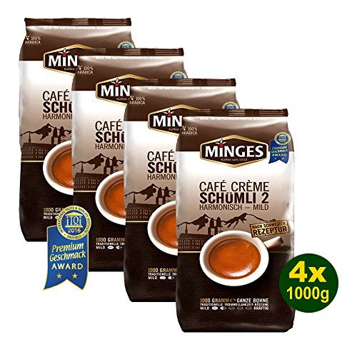 Minges Café Crème Schümli 2, ganze Bohne, Aroma-Softpack, 4x 1000g Minges Café Crème Schümli 2, ganze Bohne, Aroma-Softpack, 4x 1000g von Minges