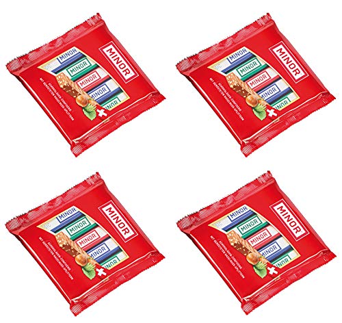 4 x 5er Set MINOR Riegel Original (440 g) | Schweizer Schokolade Stengel | Schokoladenriegel | mit Nougat, Gianduja | Maestrani Milchschokolade | Glutenfrei von Minor