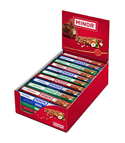 Schweizer Schokolade | MINOR Original Stengel | 44 Schokoladenriegel á 42g im Thekendisplay | 1,848kg Großpackung | Nougat/Gianduja | Maestrani Milchschokolade | Glutenfrei | Ohne Palmfett Schweizer Schokolade | MINOR Original Stengel | 44 Schokoladenriegel á 42g im Thekendisplay | 1,848kg Großpackung | Nougat/Gianduja | Maestrani Milchschokolade | Glutenfrei | Ohne Palmfett von Minor
