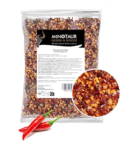 Minotaur Spices | Chili geschrotet, Chiliflocken | 2 x 500g (1 Kg) | Flocken, Mittelscharf, Chillies von MINOTAUR